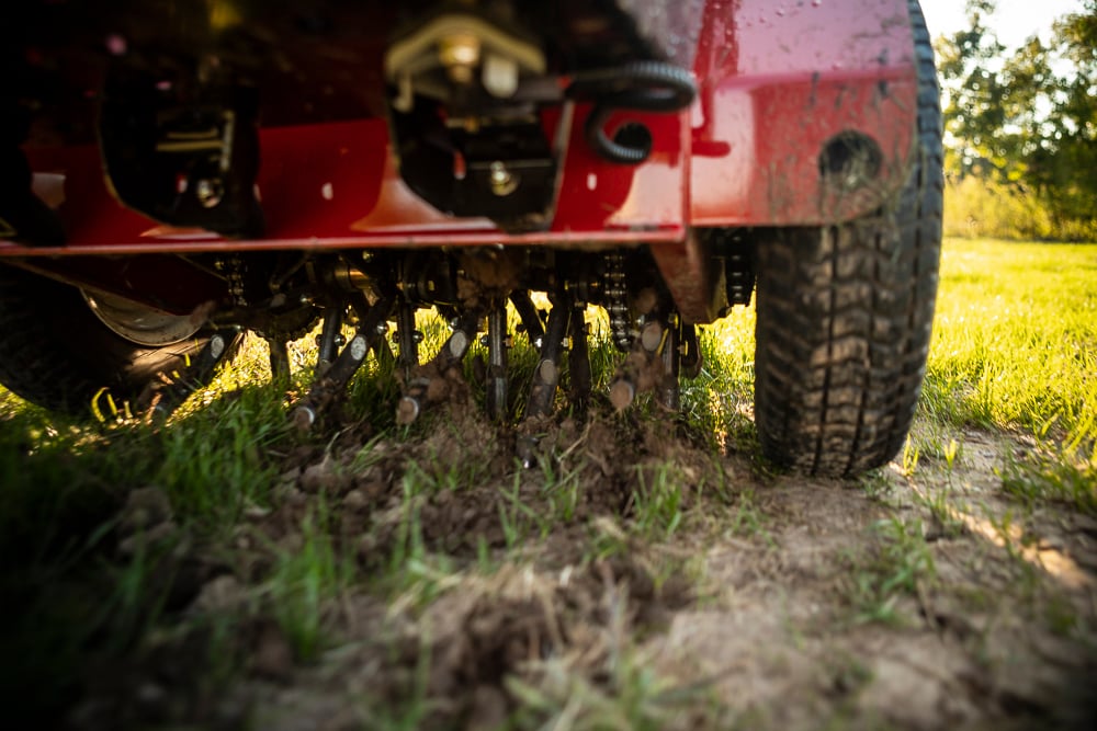 lawn aeration up close