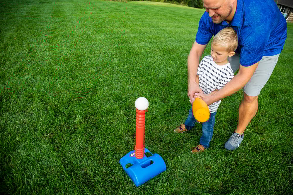 healthy lawn and family