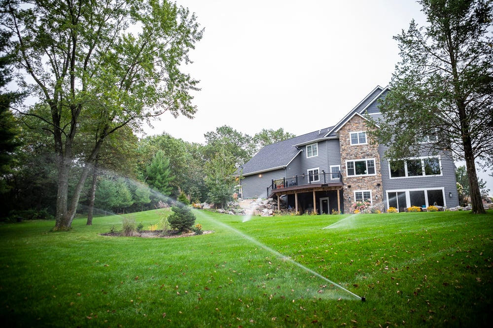 sprinkler system waters yard