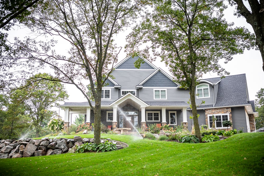 Diverse lawn and landscape with irrigation