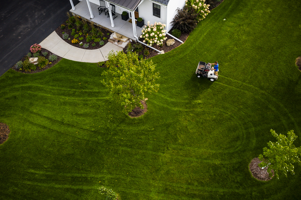 lawn care technician treating a nice minneapolis lawn