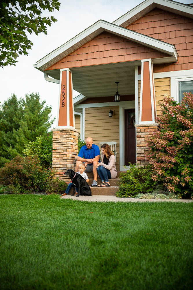 Healthy lawn and customers with dog