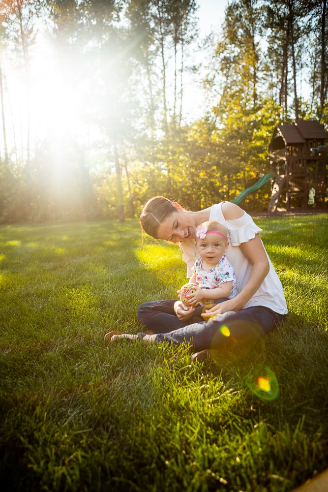 lawn care customer with child