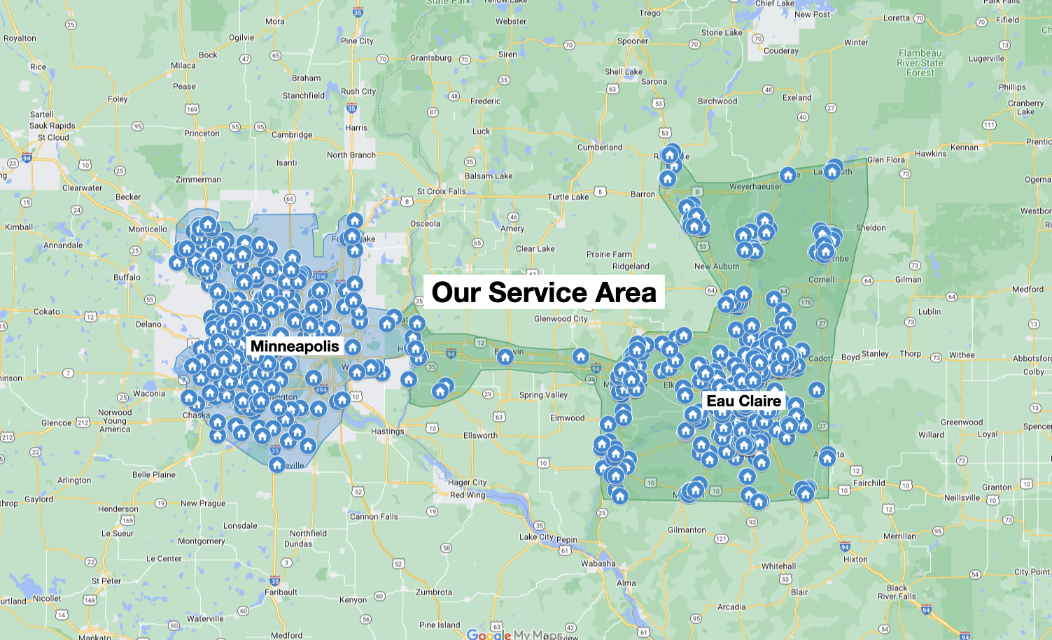 RainMaster Service Area Map